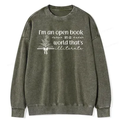 Pagewings An Open Book in a World Unisex Washed Sweatshirt