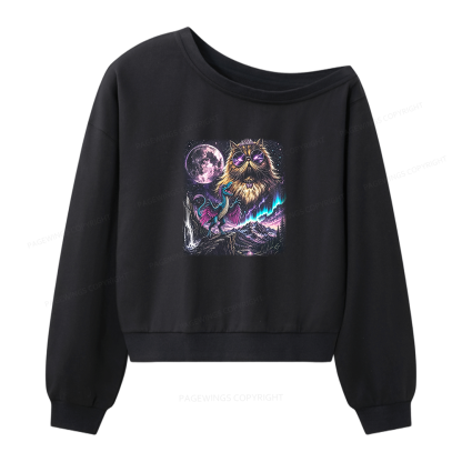 Pagewings Sci Fi Books Lover Women Off Shoulder Sweatshirt