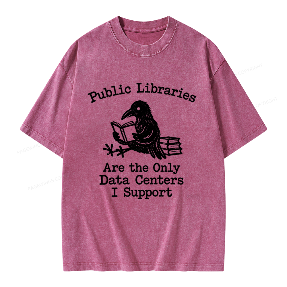Pagewings Public Library Unisex Washed T-shirt