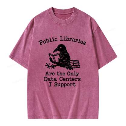 Pagewings Public Library Unisex Washed T-shirt