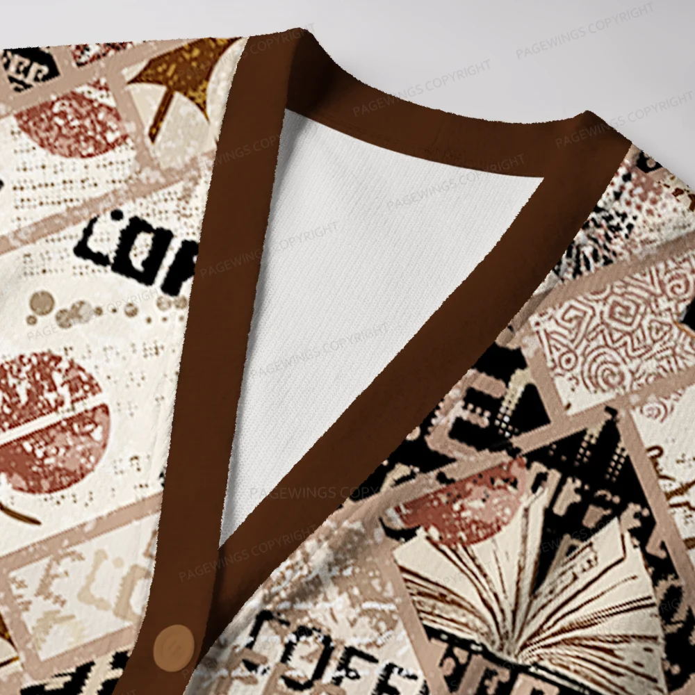 Pagewings Coffee And Books Unisex Ugly Cardigan Sweaters