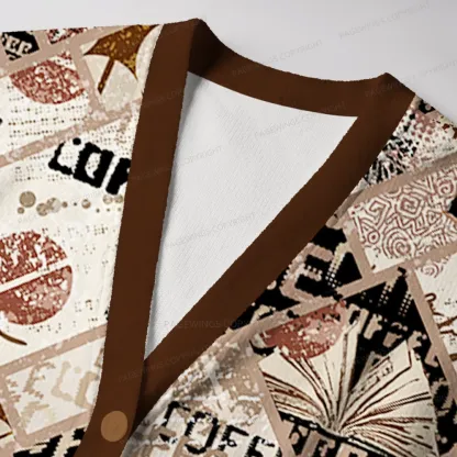 Pagewings Coffee And Books Unisex Ugly Cardigan Sweaters