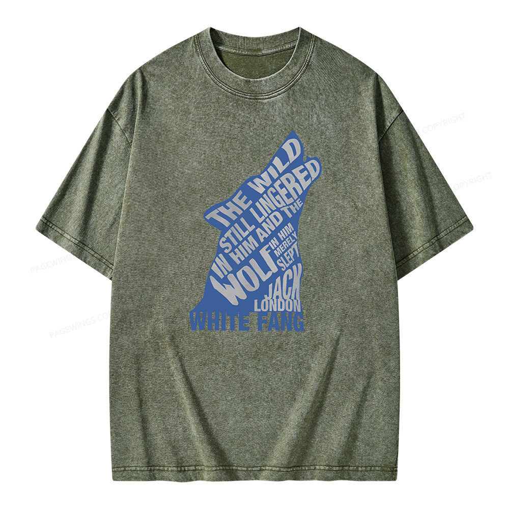 Pagewings White Fang by Jack London Blue Book Quote Unisex Washed T-shirt