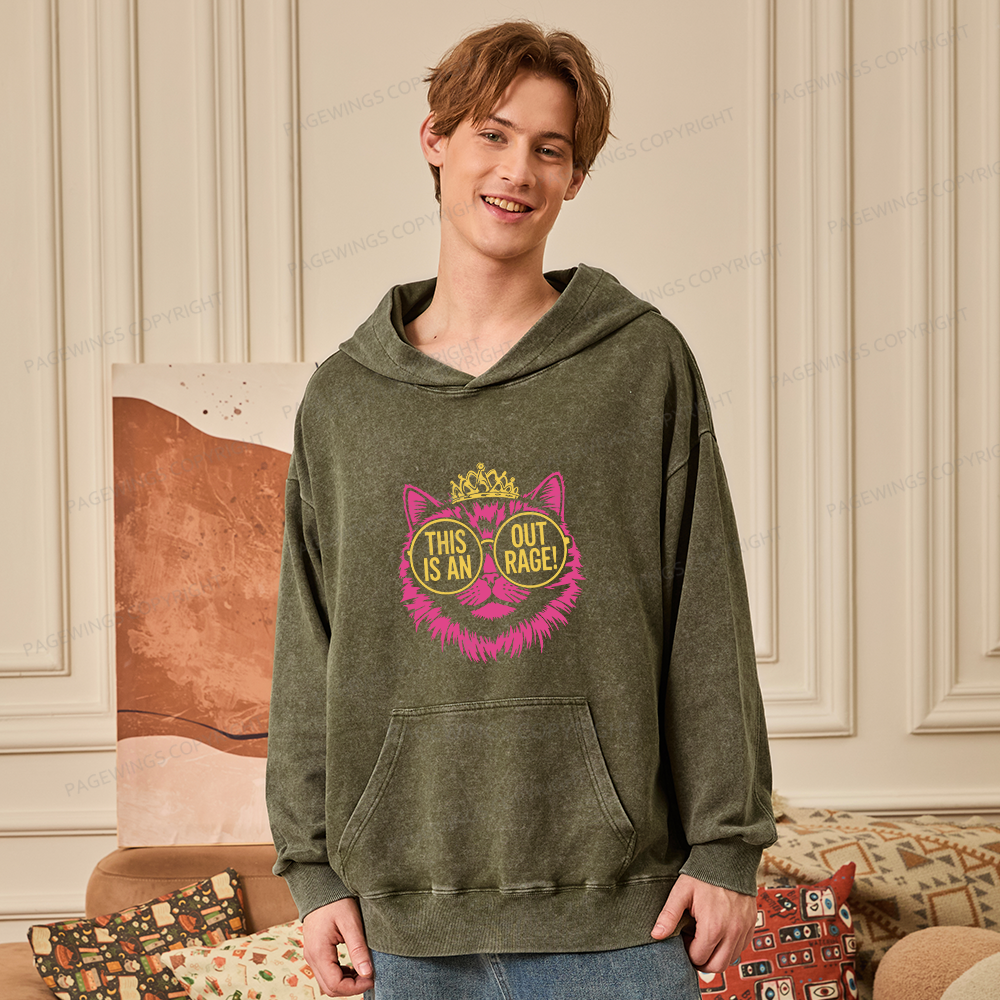 Pagewings This is an Outrage Unisex Washed Hoodie