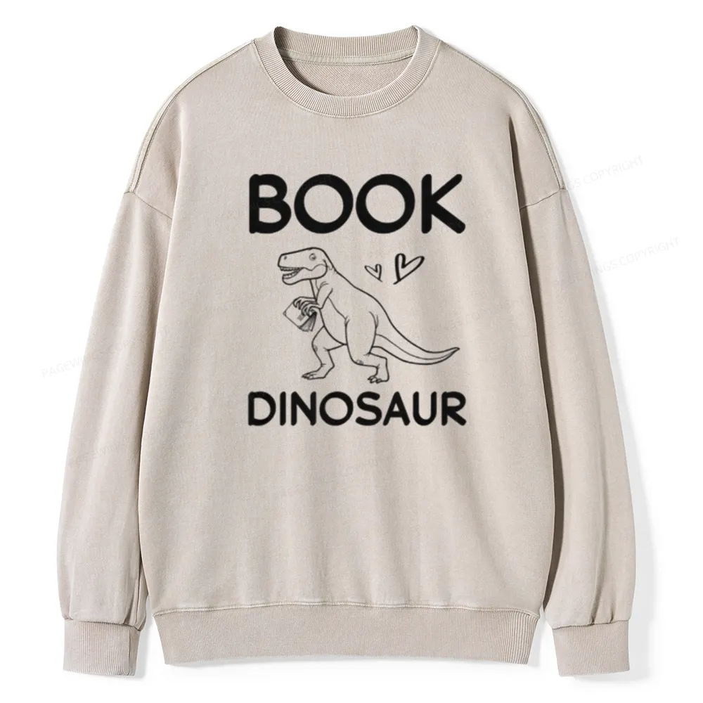 Pagewing Dinosaur Book Lover Unisex Washed Sweatshirt