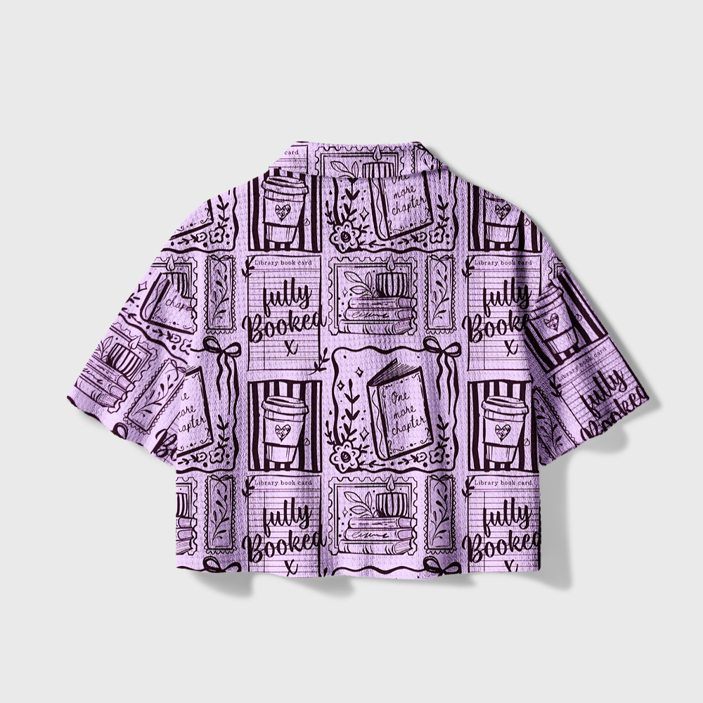 Pagewings Read Banned Books Camp Collar Boxy Fit Unisex Crochet Shirt