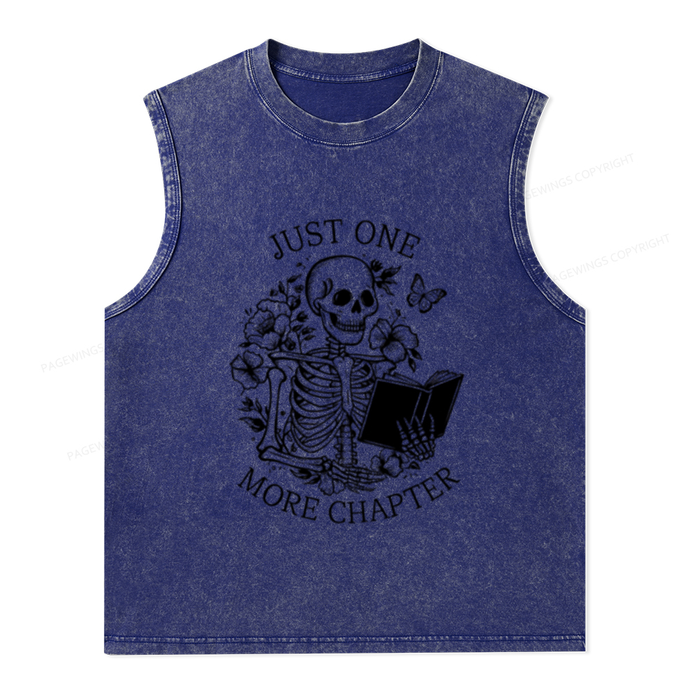 Pagewings One More Chapter Skeleton Unisex Washed Tank Top