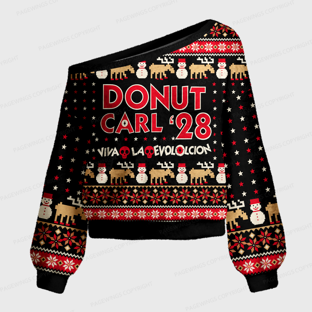 Pagewings Sci Fi Book Lover Off Shoulder Ugly Knit Sweater