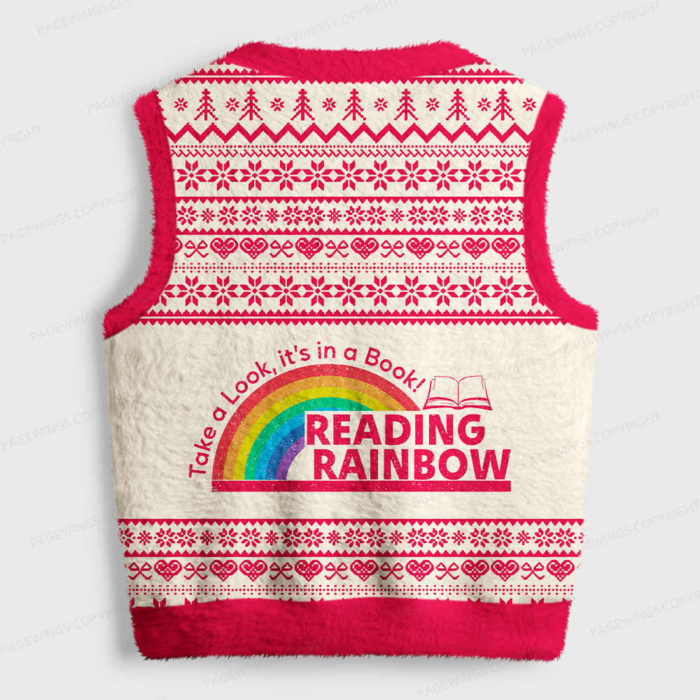 Pagewings Book Lover Women's V-Neck Ugly Knit Vest