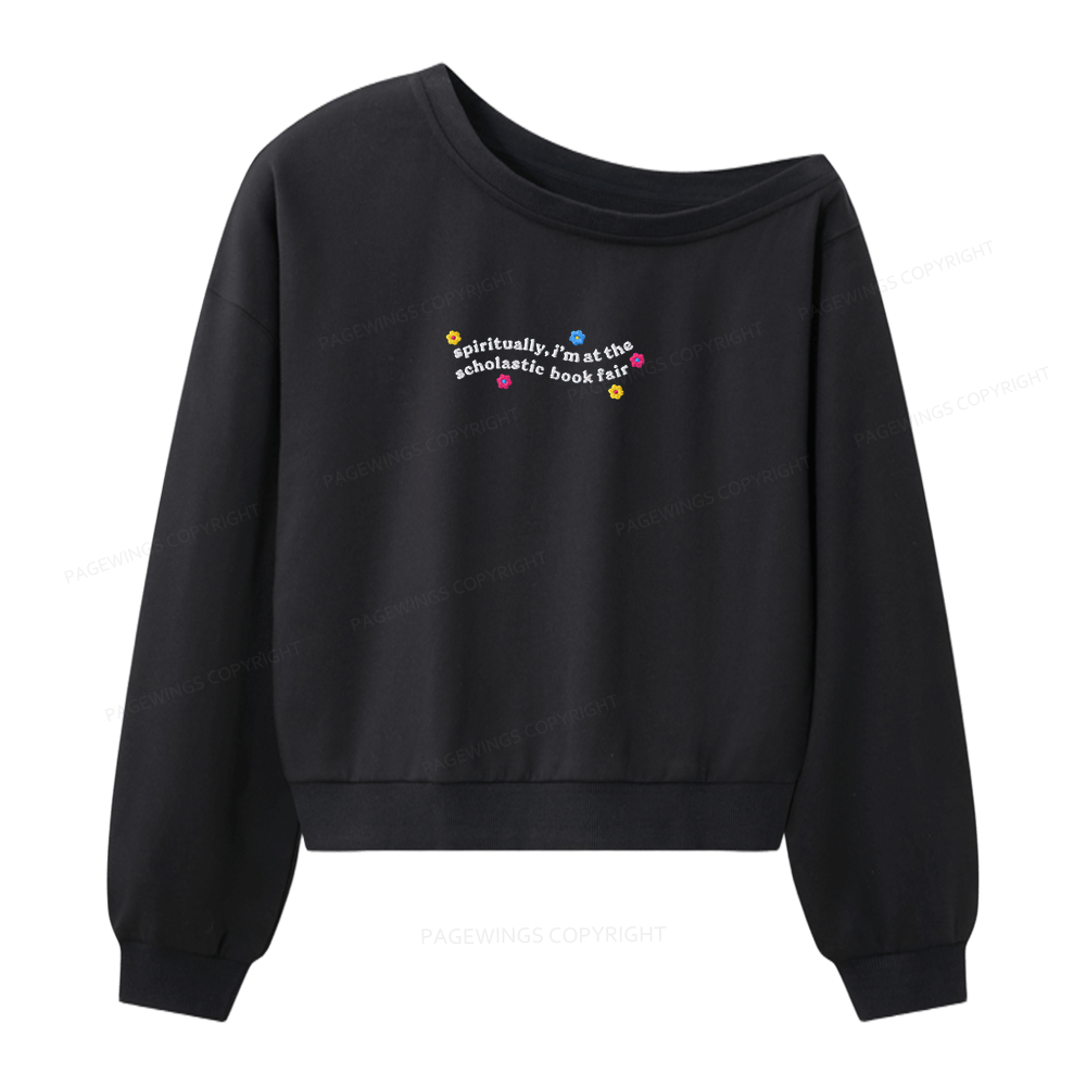 Pagewings Embroidered Spiritually Women Off Shoulder Sweatshirt
