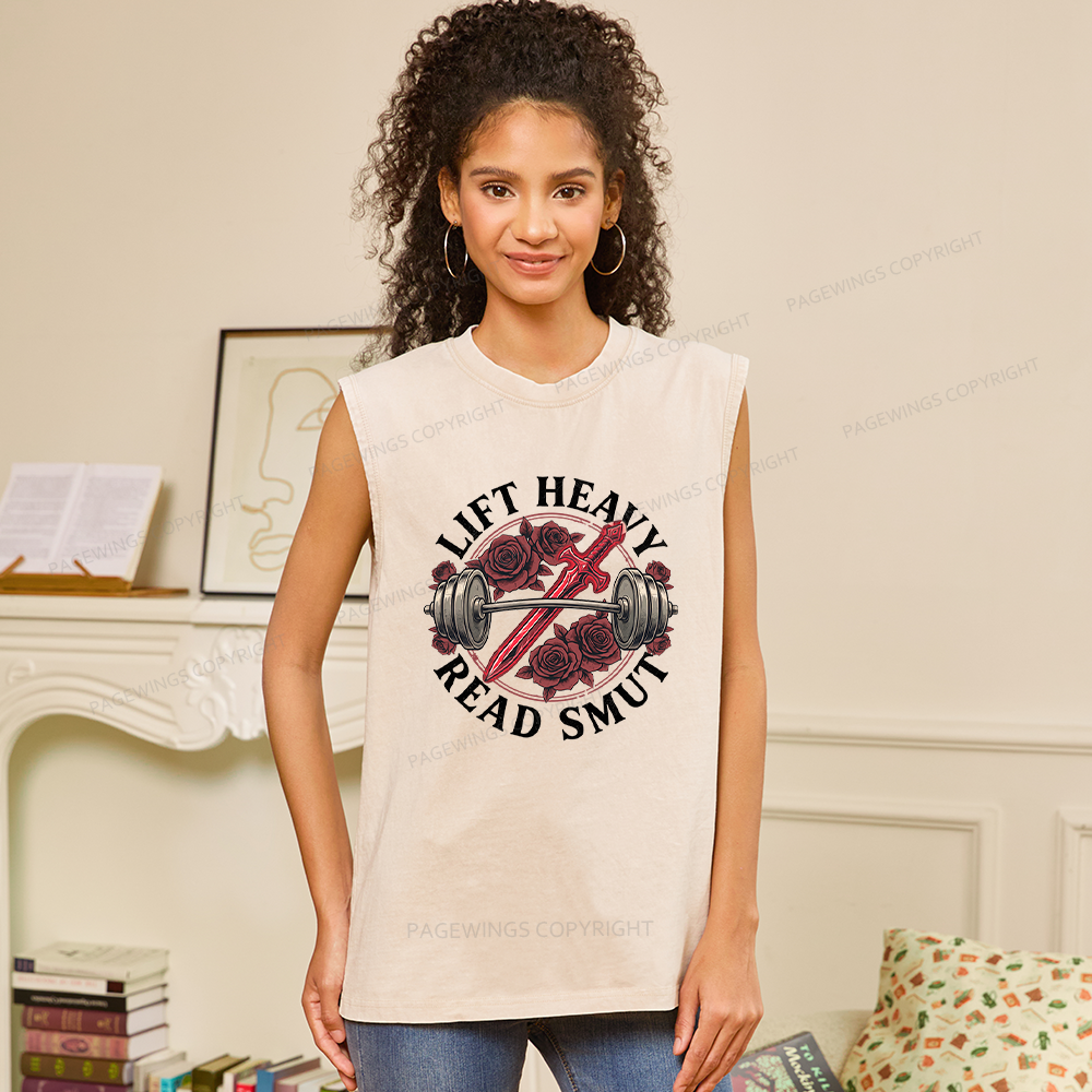 Pagewings Lift Heavy Read Smut Unisex Washed Tank Top