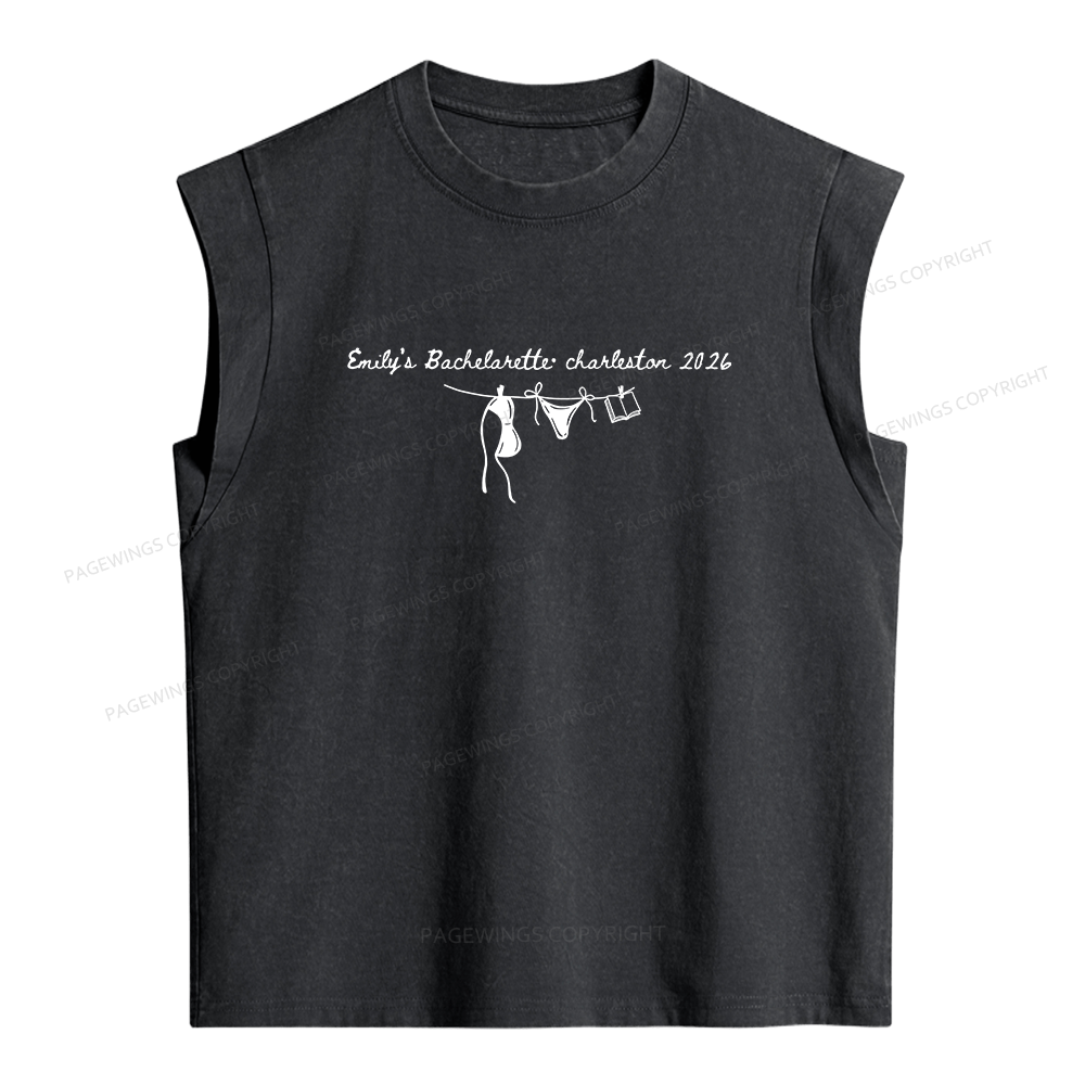 Pagewing Personalized Beach Party Women's Washed Tank Top