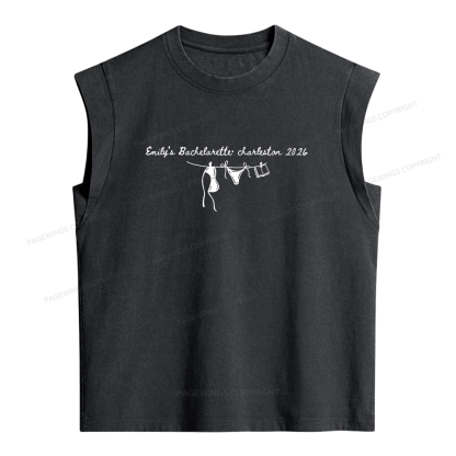 Pagewing Personalized Beach Party Women's Washed Tank Top