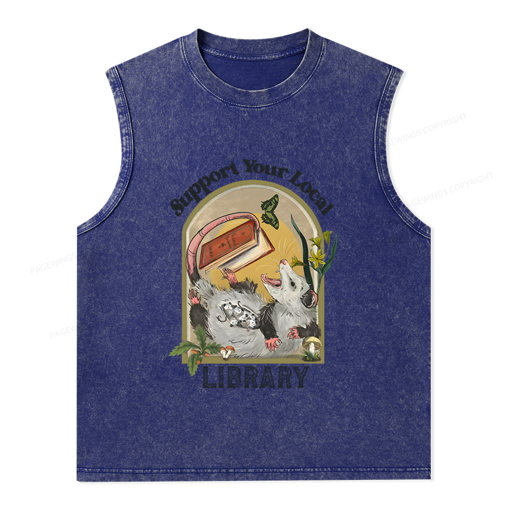 Pagewings Library Readers Make Leaders Jersey Short Sleeve Unisex Washed Tank Top