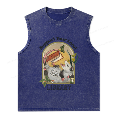 Pagewings Library Readers Make Leaders Jersey Short Sleeve Unisex Washed Tank Top