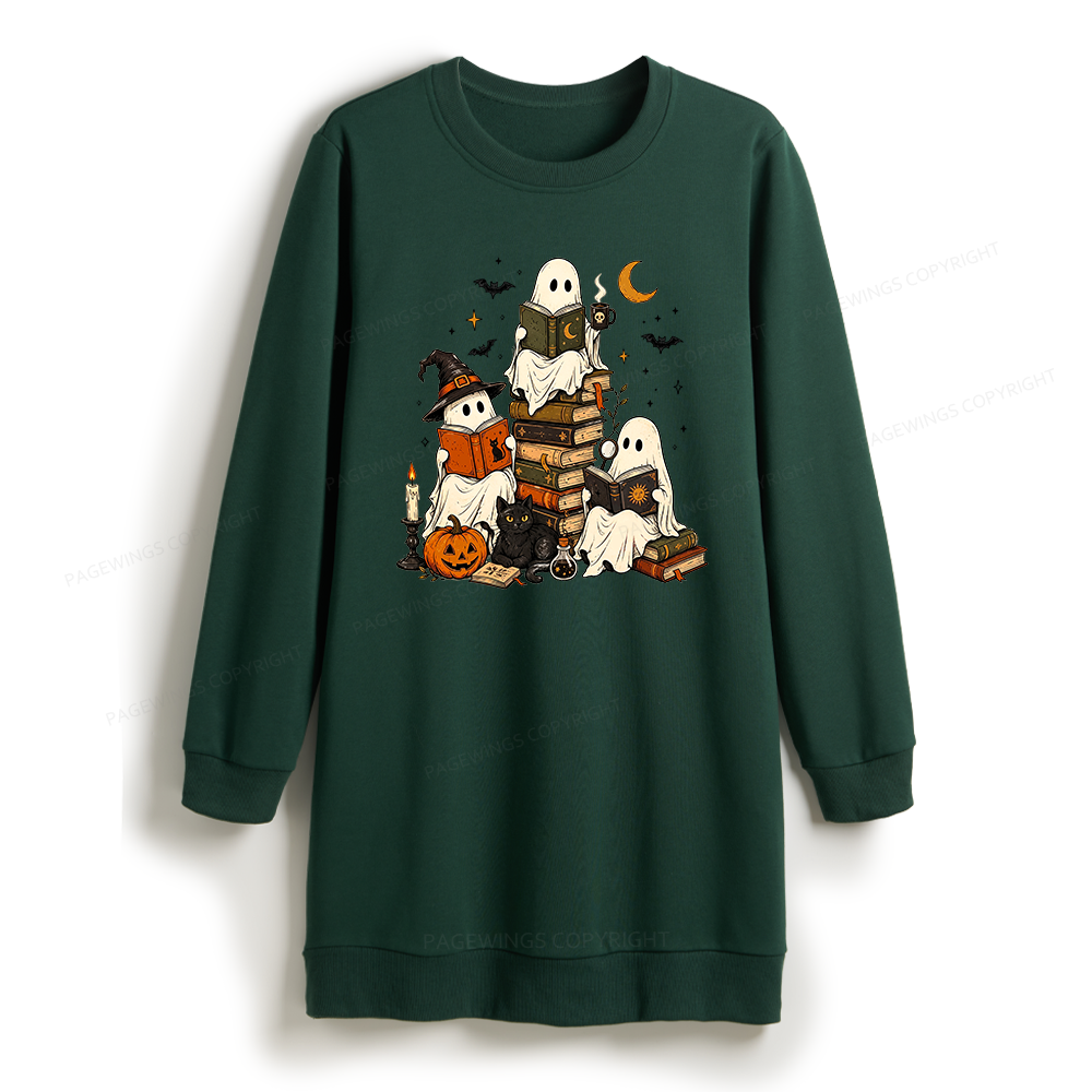 Pagewings Halloween Book Club Sweatshirt Dress