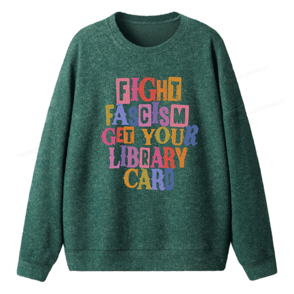 Pagewings Get Your Library Card Unisex Knit Sweatshirt