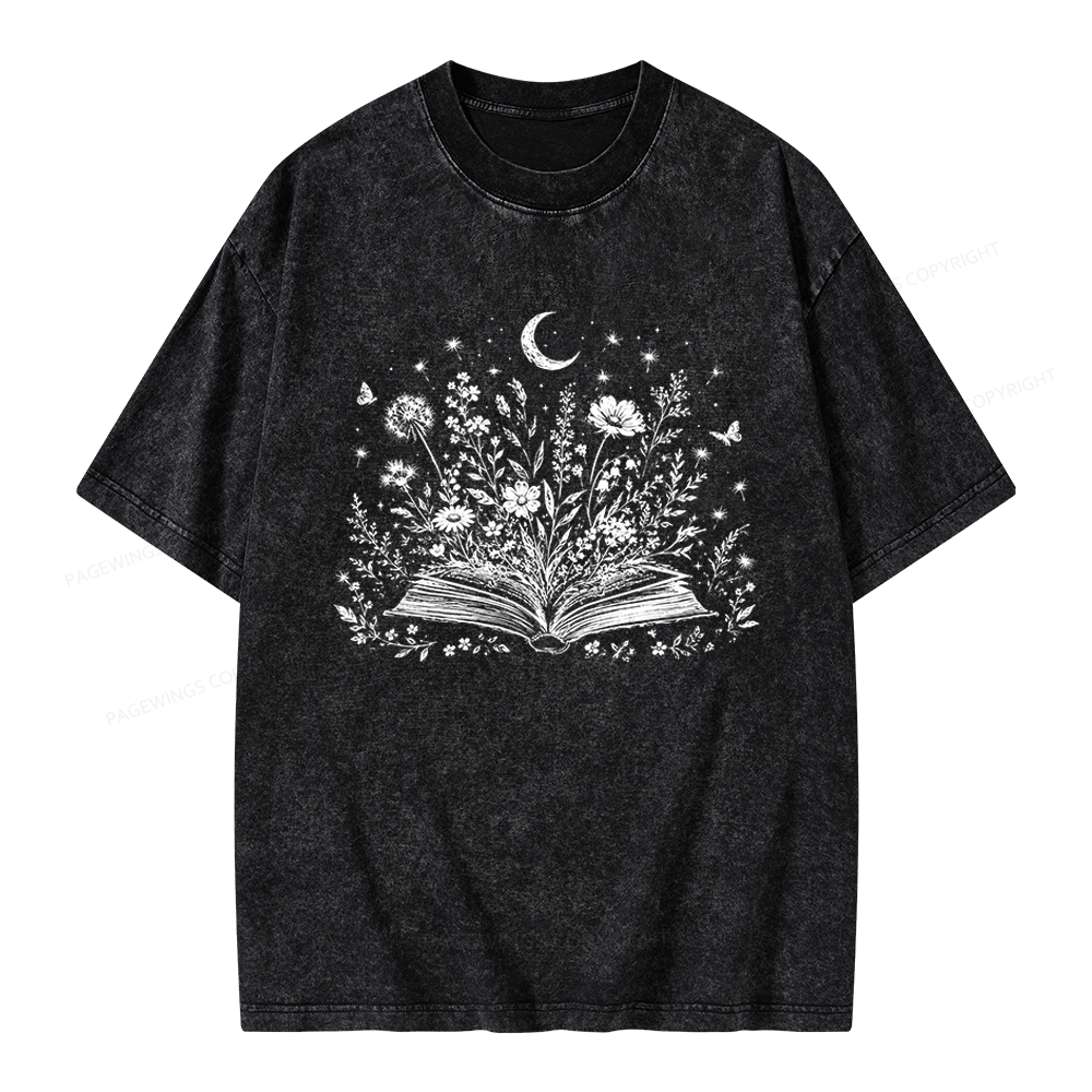 Pagewings Wildflower Book Unisex Washed T-shirt
