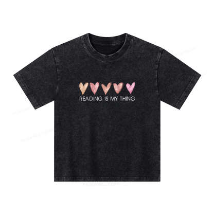 Pagewings  Reading is My Thing Unisex Kids Washed T-shirt
