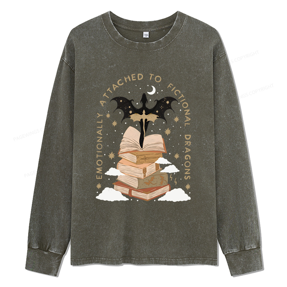 Pagewings Fantasy Romance Reader Gift Romantacy Unisex Washed Long Sleeve T-shirt