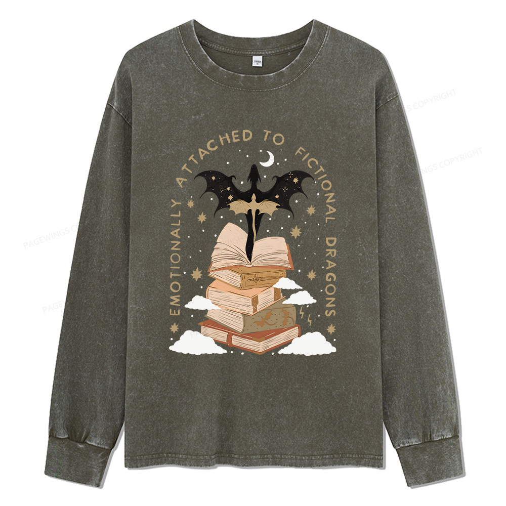 Pagewings Fantasy Romance Reader Gift Romantacy Unisex Washed Long Sleeve T-shirt