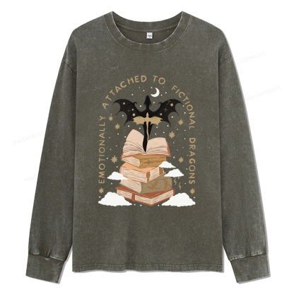Pagewings Fantasy Romance Reader Gift Romantacy Unisex Washed Long Sleeve T-shirt