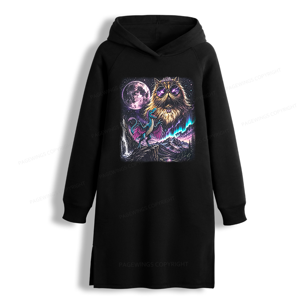 Pagewings Sci Fi Books Lover Side-Slit Fleece Hoodie Dress