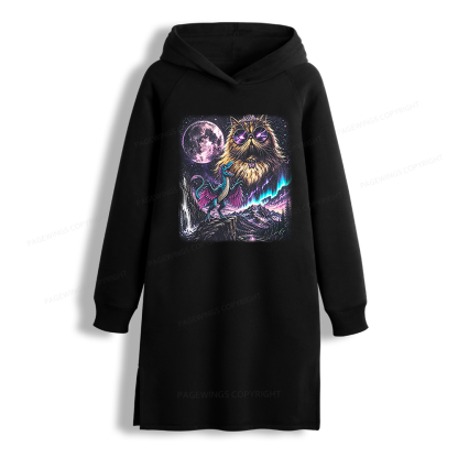 Pagewings Sci Fi Books Lover Side-Slit Fleece Hoodie Dress