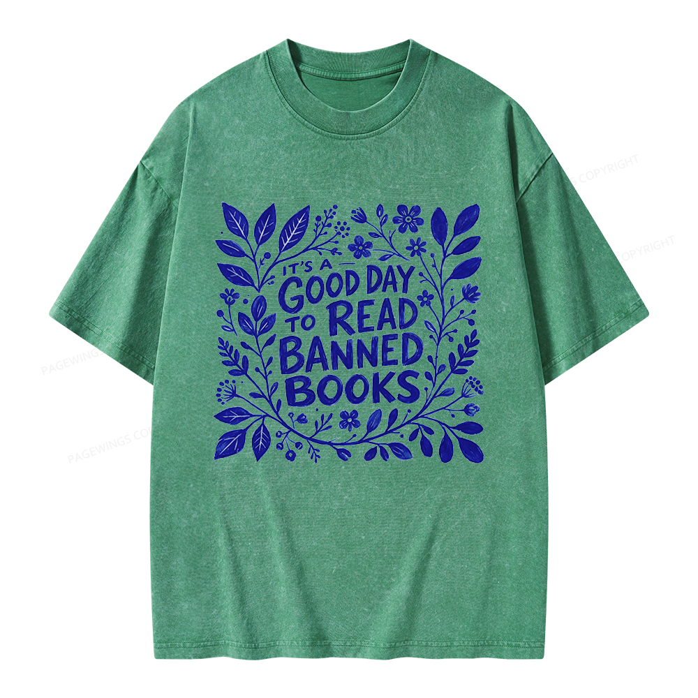 Pagewings It‘s A Good Day To Read Banned Books Unisex Washed T-shirt