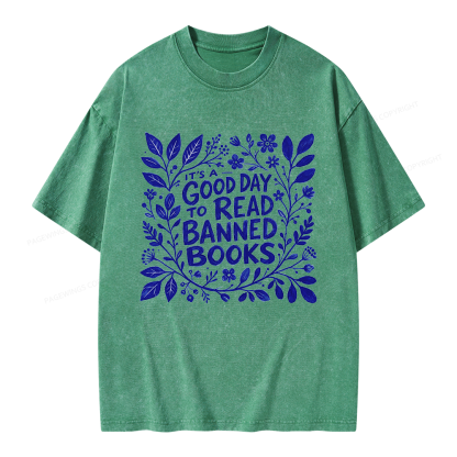Pagewings It‘s A Good Day To Read Banned Books Unisex Washed T-shirt