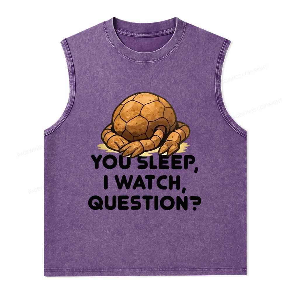 Pagewings You Sleep I Watch Question Unisex Washed Tank Top