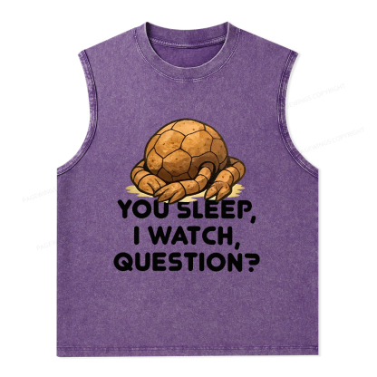 Pagewings You Sleep I Watch Question Unisex Washed Tank Top