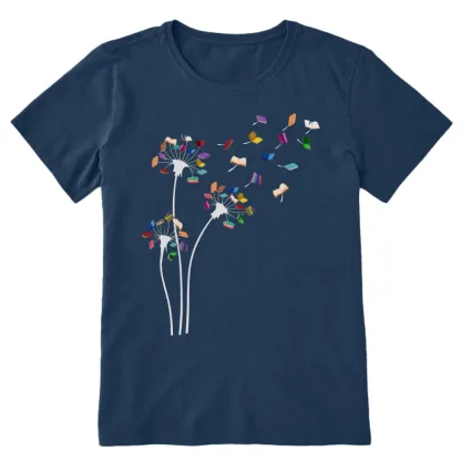 Pagewings Cute Dandelion Books Flower Fly Unisex Classic T-shirt