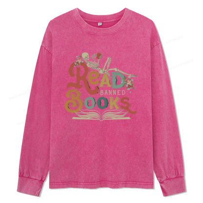 Pagewings Read Banned Books Unisex Washed Long Sleeve T-shirt
