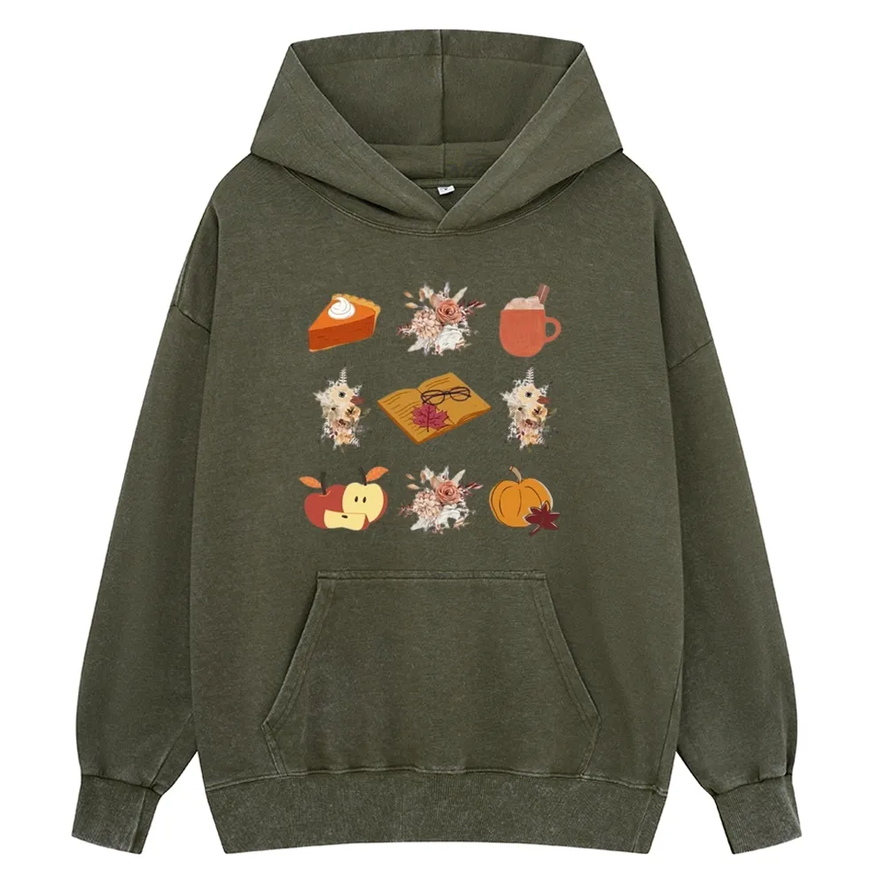 Pagewings Thanksgiving Book Unisex Washed Hoodie