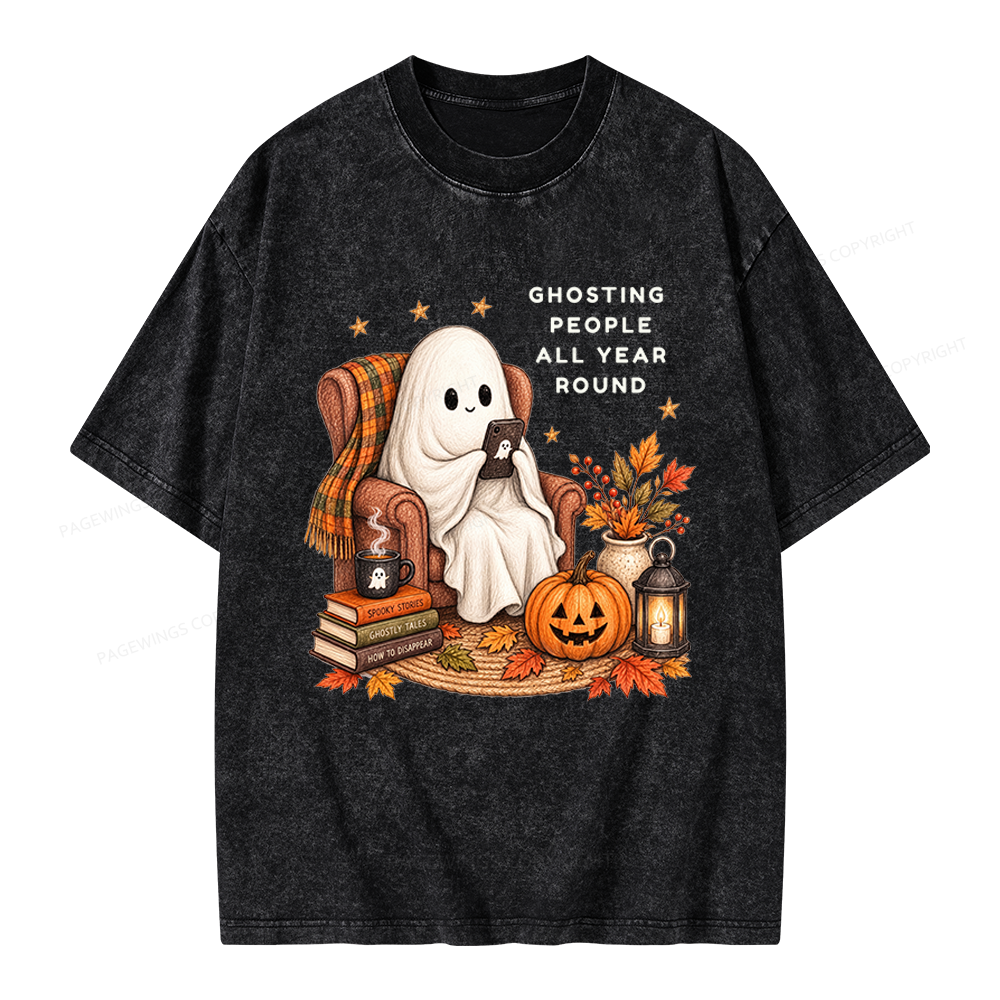 Pagewings Fall Coffee Bool Lover Unisex Washed T-shirt