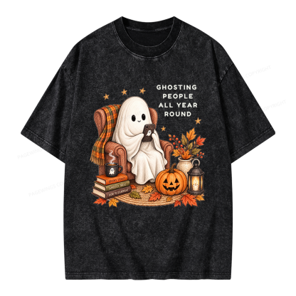 Pagewings Fall Coffee Bool Lover Unisex Washed T-shirt