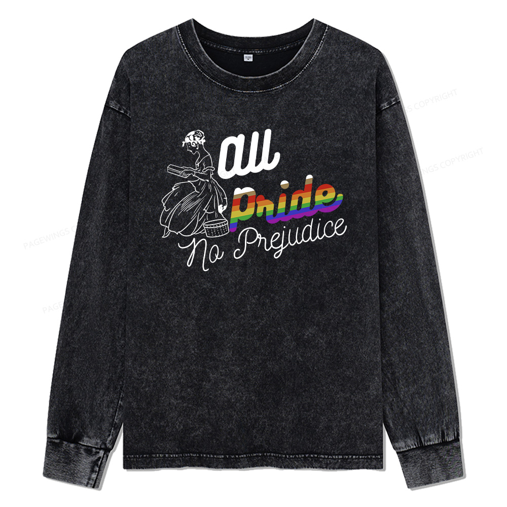 Pagewings All Pride No Prejudice Unisex Washed Long Sleeve T-shirt