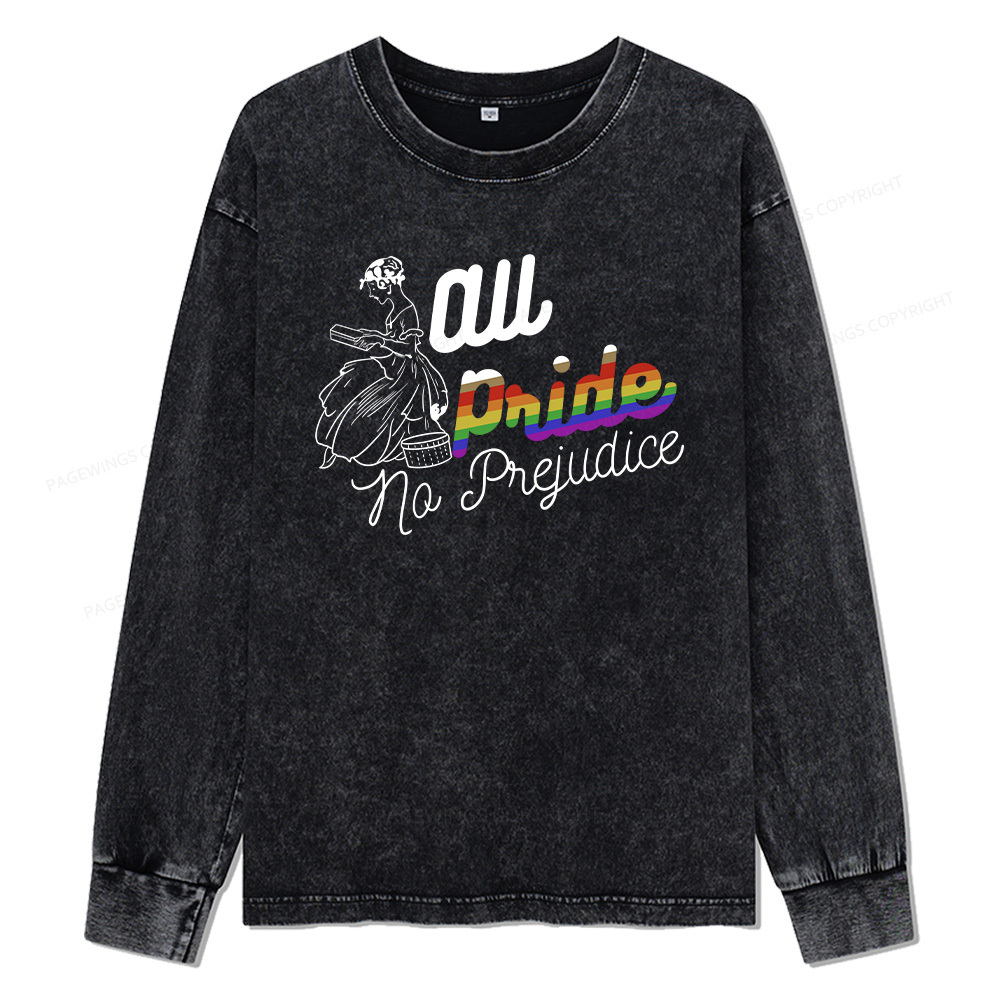 Pagewings All Pride No Prejudice Unisex Washed Long Sleeve T-shirt