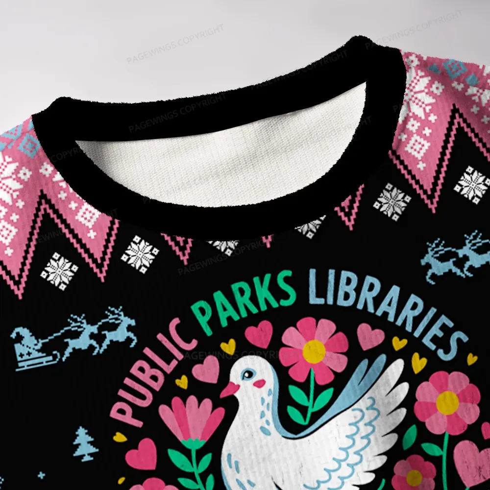 Pagewings Public Parks Libraries Education Broadcasting Unisex Ugly Knit Sweatshirt