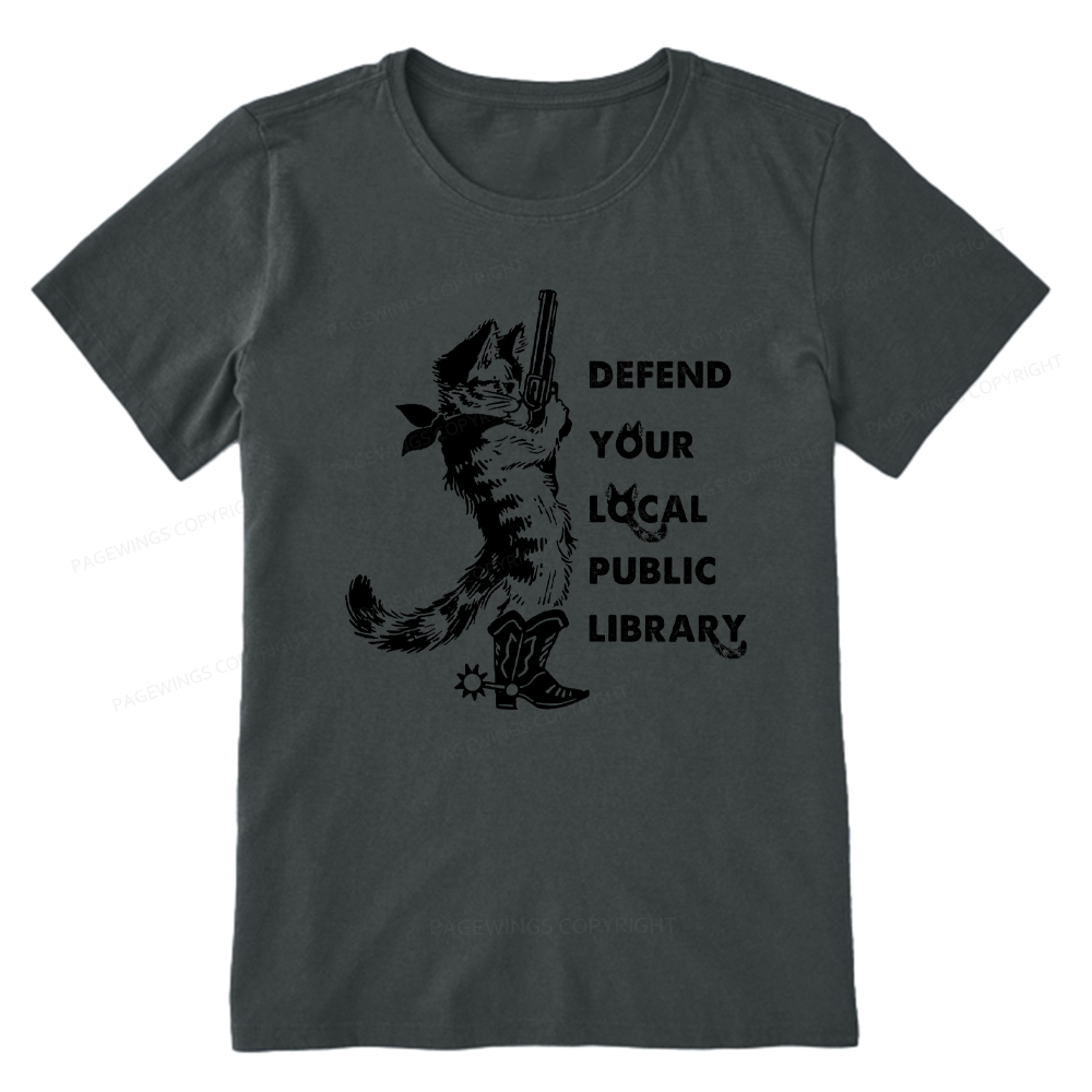 Pagewings Cat Defend Your Local Public Library Unisex Classic T-shirt