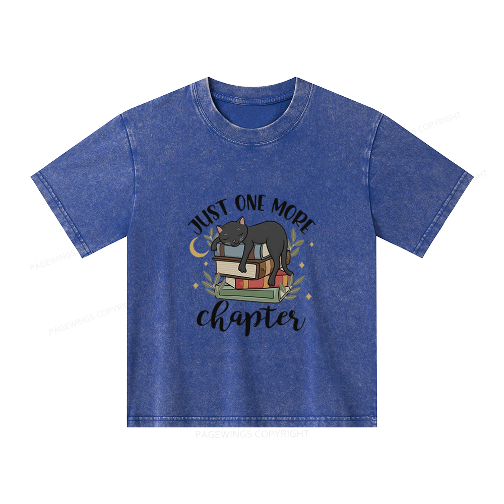 Pagewings Just One More Chapter Adorable Cat Unisex Kids Washed T-shirt