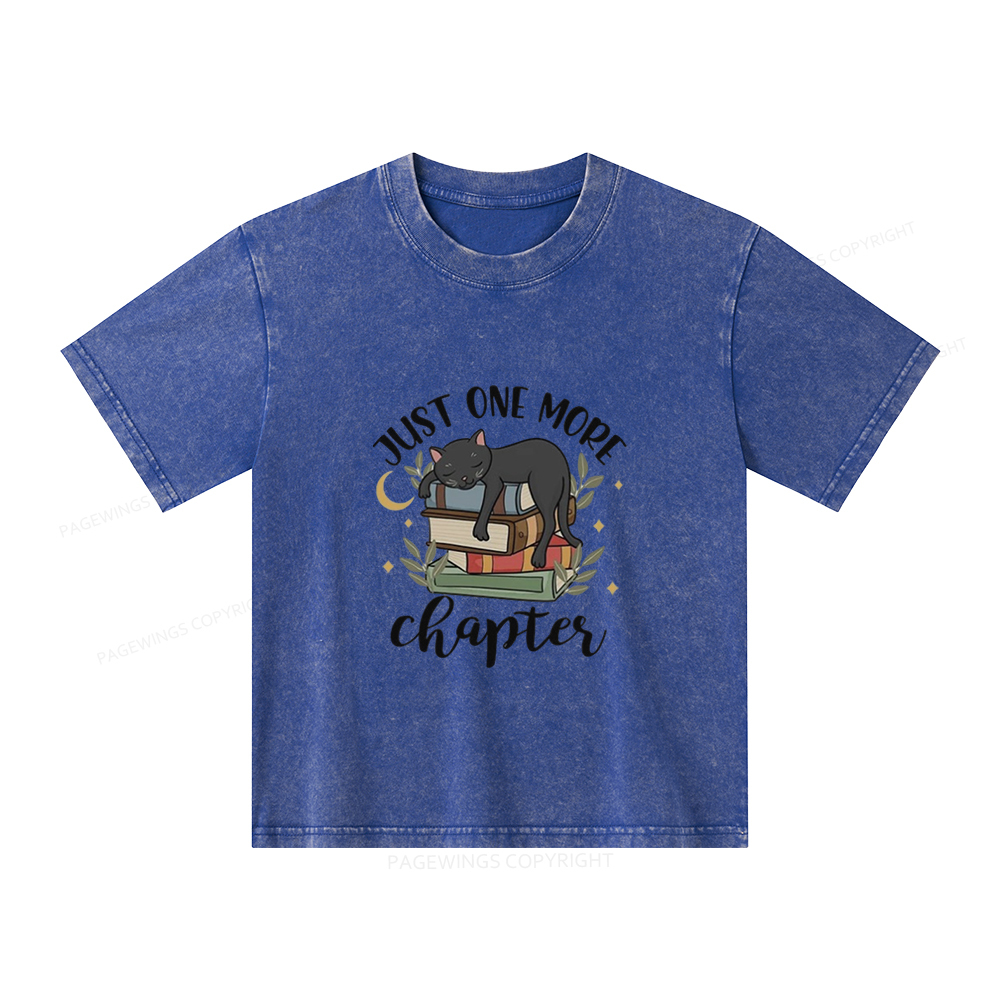 Pagewings Just One More Chapter Adorable Cat Unisex Kids Washed T-shirt
