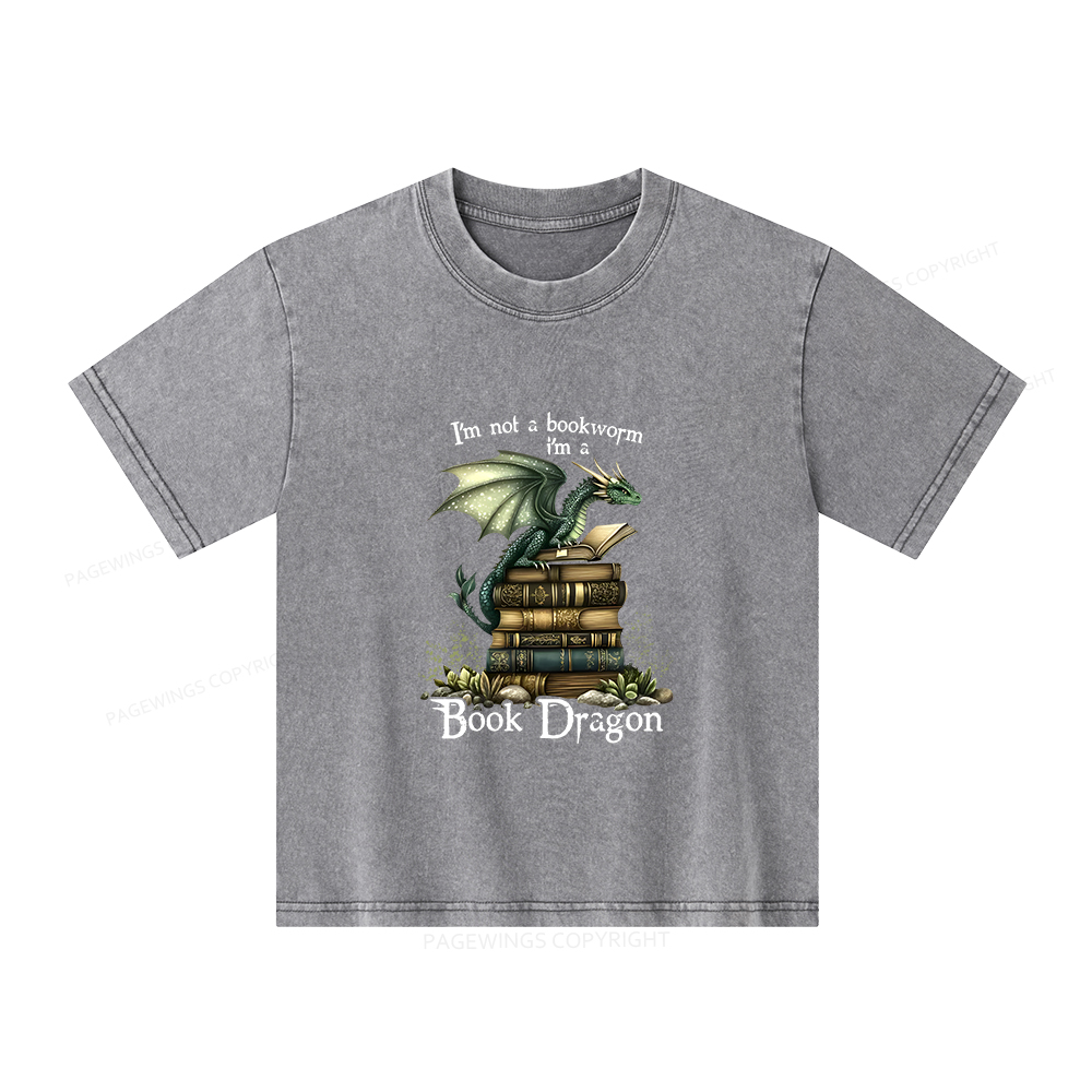 Pagewings Book Dragon Unisex Kids Washed T-shirt