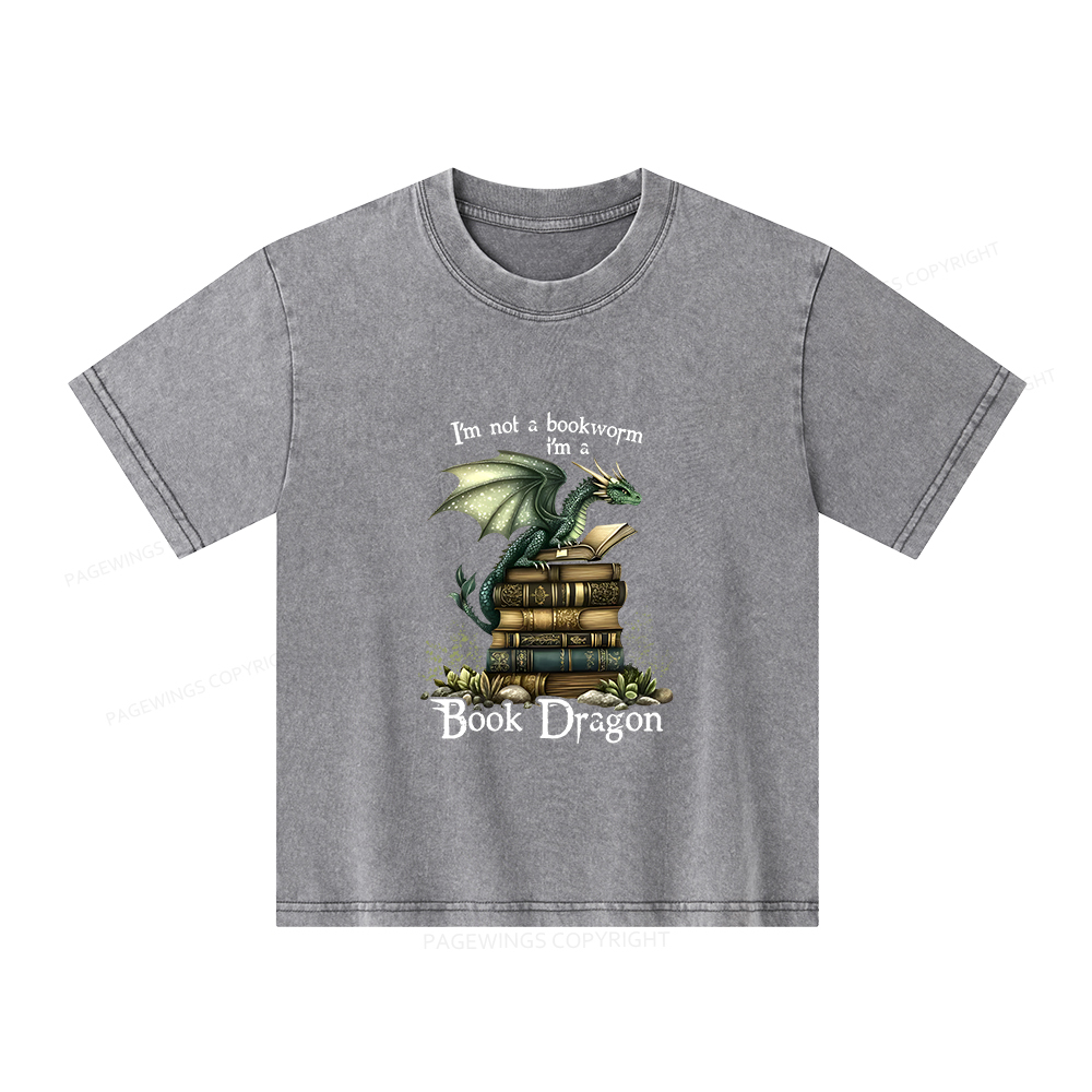 Pagewings Book Dragon Unisex Kids Washed T-shirt
