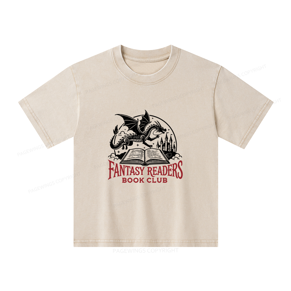 Pagewings Fantasy Readers Book Club Unisex Kids Washed T-shirt