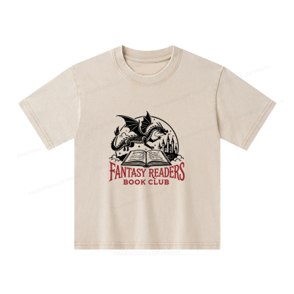 Pagewings Fantasy Readers Book Club Unisex Kids Washed T-shirt