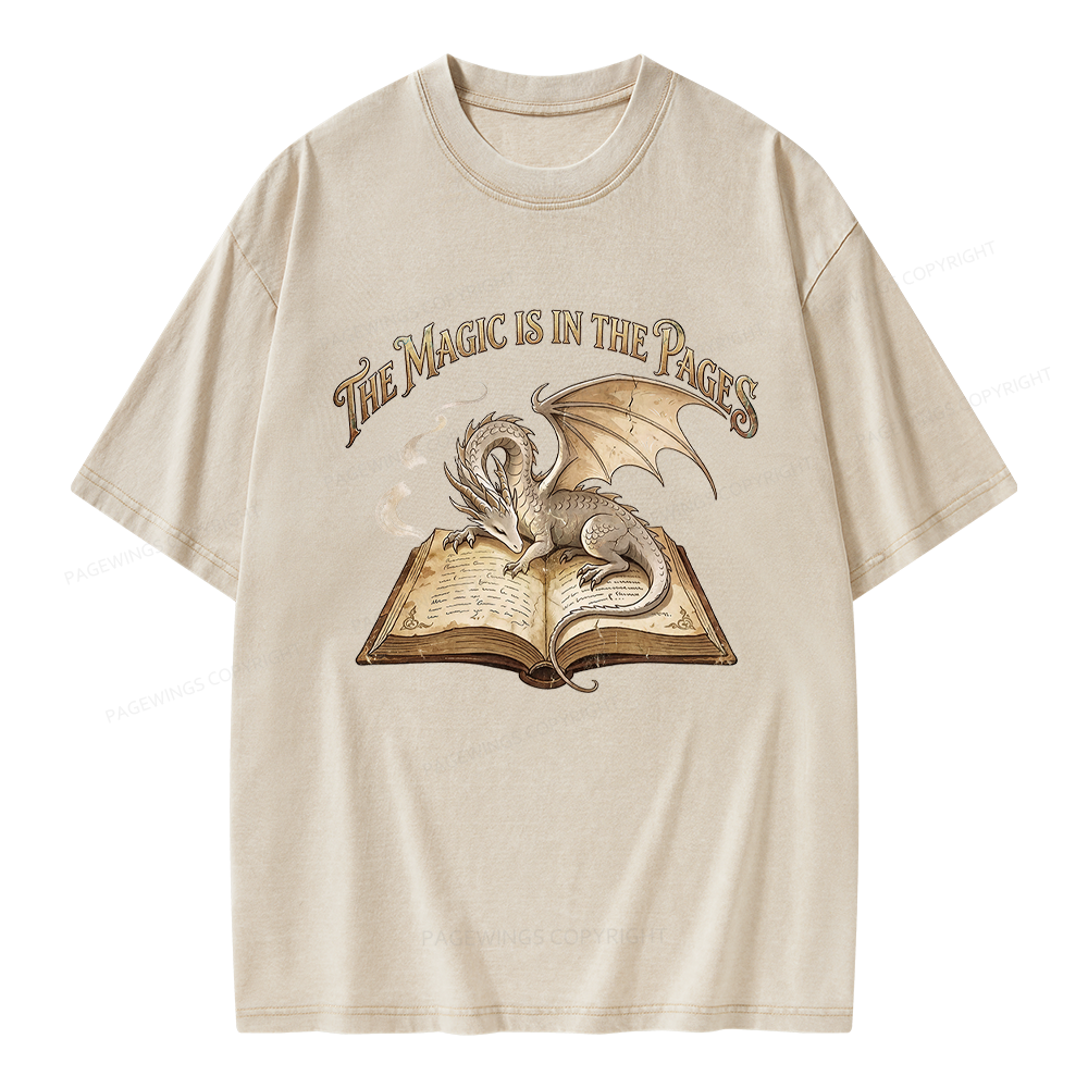 Pagewings The Magic Is In The Pages Unisex Washed T-shirt