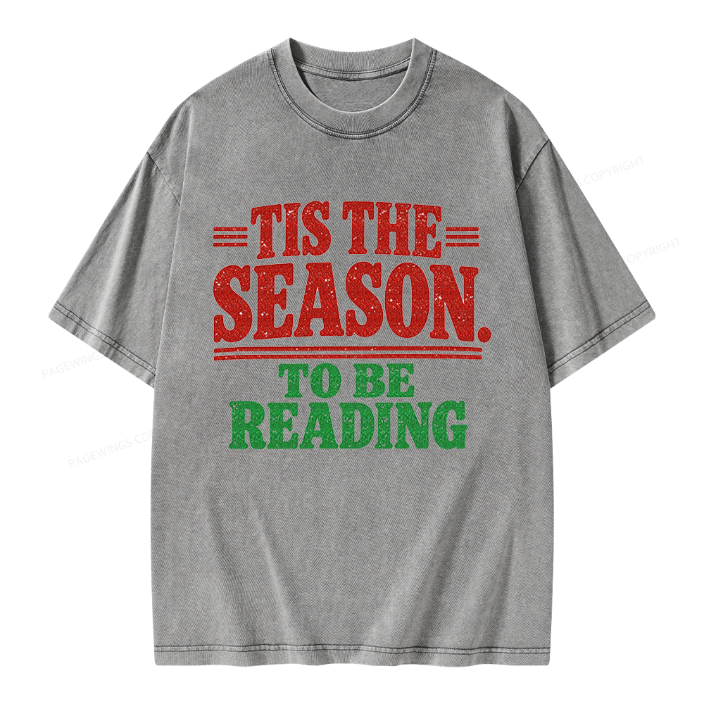 Pagewings Tis The Season to be Reading Unisex Washed T-shirt