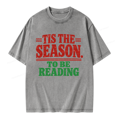 Pagewings Tis The Season to be Reading Unisex Washed T-shirt